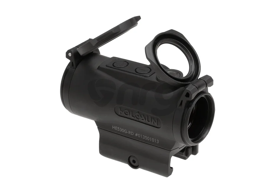 The text is already in English. The product mentioned, "Holosun dot sight Red Circle HE530G-RD Elite", is a type of red dot sight for firearms, produced by the company Holosun. 10