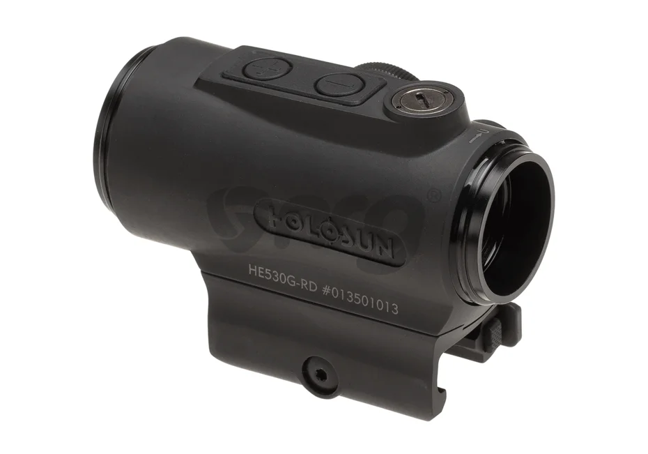 The text is already in English. The product mentioned, "Holosun dot sight Red Circle HE530G-RD Elite", is a type of red dot sight for firearms, produced by the company Holosun. 4