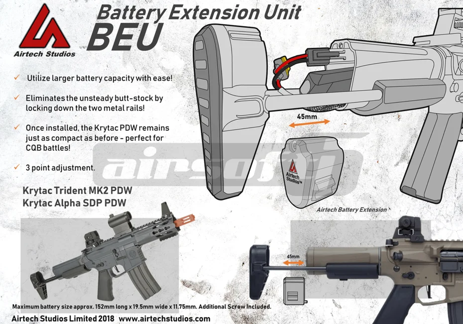Airtech Studios Battery Extension for Krytac PDW