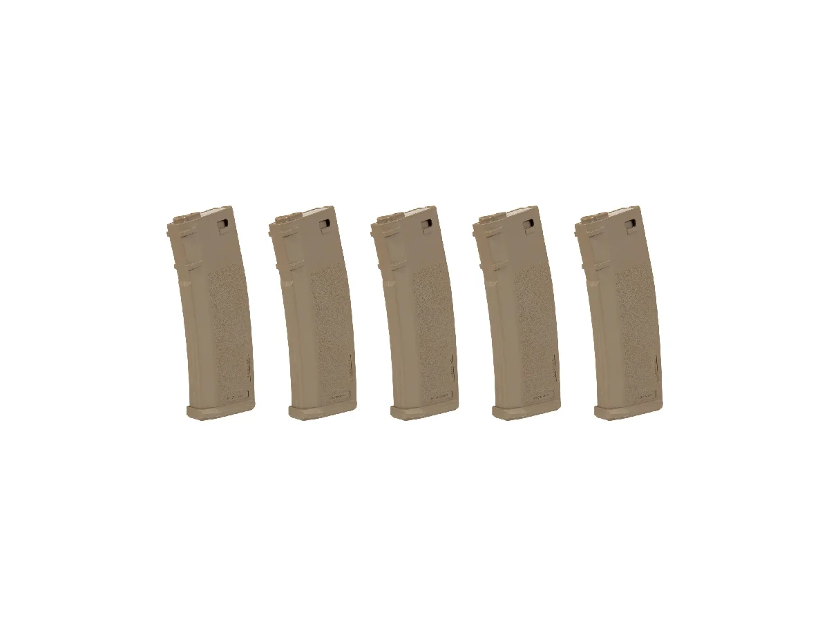 Specna Arms set of 5 S-Mag Midcap ABS Tan 125bb magazines. 3