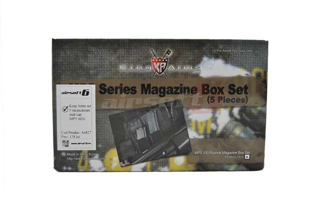 King Arms Set of 5 Mid Cap Magazines for MP5 AEG 3