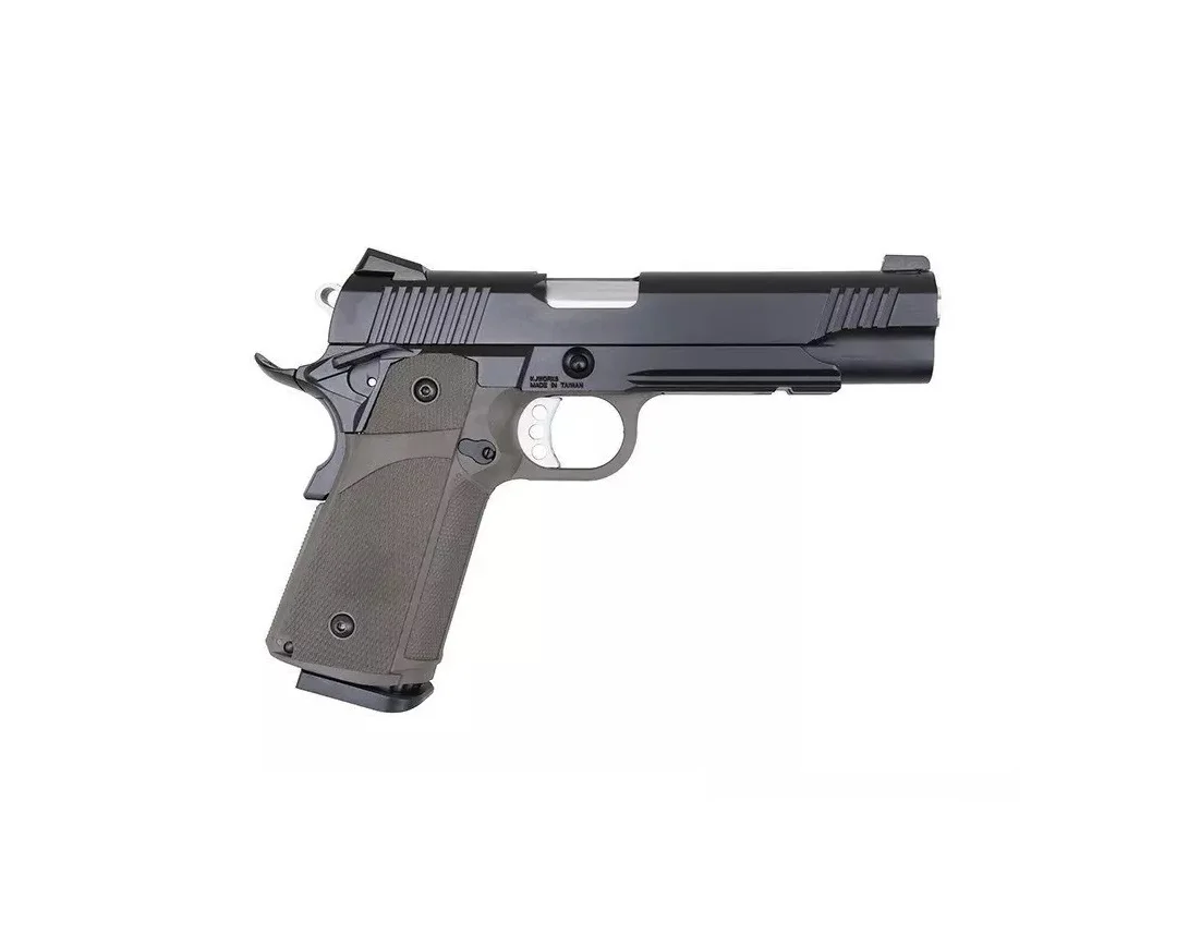 The text "KJW KP-05 OD GBB" doesn't appear to be in Romanian. It seems to be referring to a model of a gas blowback airsoft gun. 2